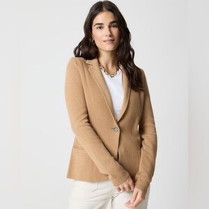 J. Crew Schoolboy Cotton Knit Sweater Blazer-Tan/Camel-Women Size Small